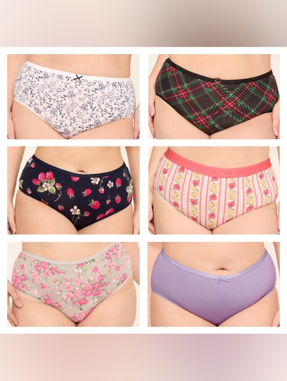6 CACIQUE WOMEN'S PLUS COTTON HIGH LEG BRIEF SIZE  18-20